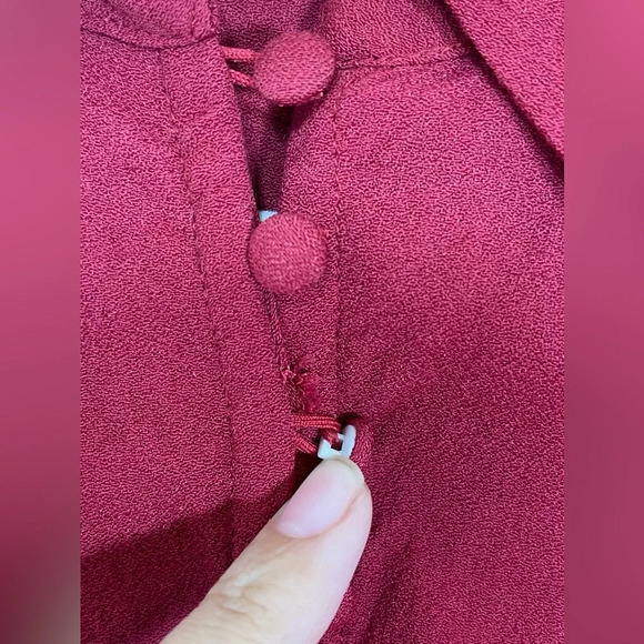 Soft Surroundings Moroccan Red Poet Button Up Blouse Ruffle Sleeve Women’s Small - Picture 4 of 13